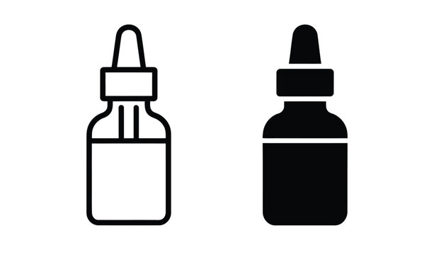 Bottle dropper icon illustration in black and white color