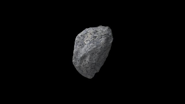 asteroid rotating with alpha channel 360 loop on transparent background