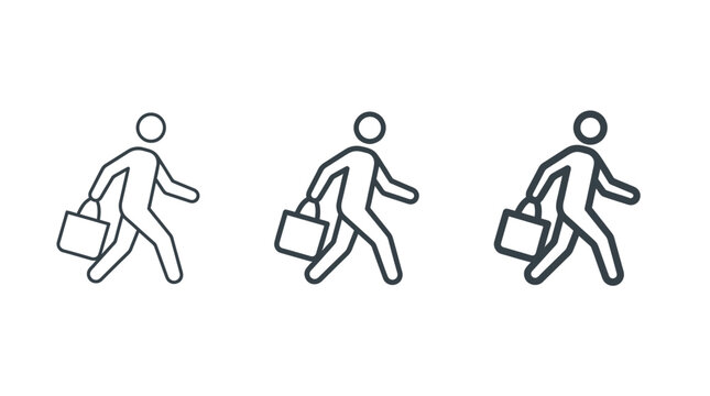 Person Walking with Shopping Bag Icon Set