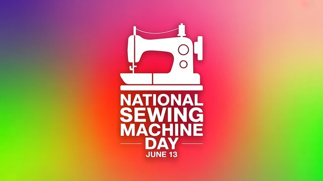 National sewing machine day june 13th with iconic sewing equipment silhouette on a background craft fair handmade