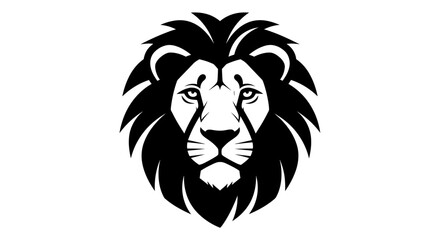 Obraz premium Bold Lion Head Silhouette, Majestic Wild Animal Symbol, Black and White Icon