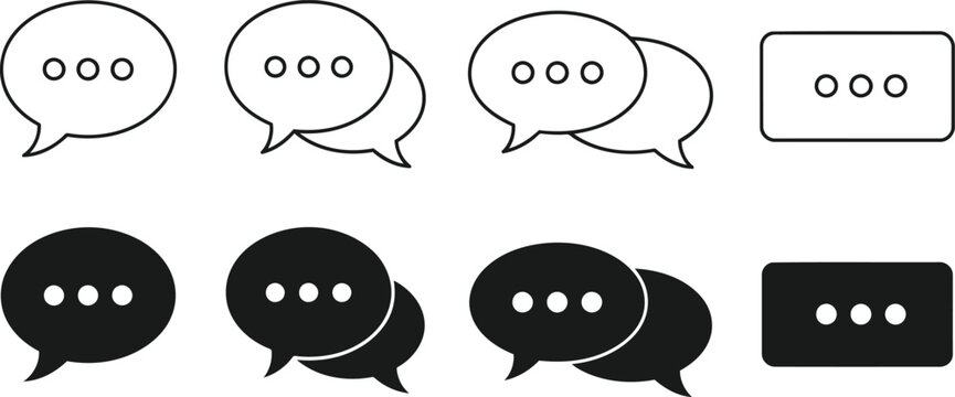 Diverse chat speech bubble icons for communication and messaging user interface design