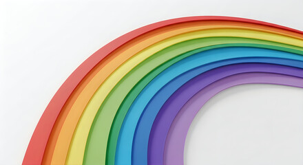 Fototapeta premium 3D Abstract Rainbow Curve Layers on Clean White Background