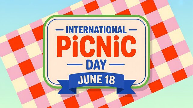 International picnic day on june 18th with plaid blanket background illustration outdoor activity holiday season
