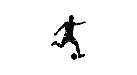 Obraz premium Silhouette of a soccer player kicking a ball in action