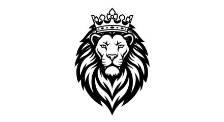 Obraz premium Majestic Lion Head Crowned, Regal Beast Silhouette, Symbol of Power and Royalty