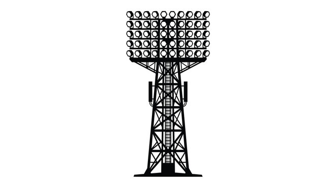Stadium floodlight tower silhouette high mast lighting for sports arenas and outdoor events
