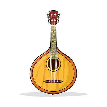 Traditional Portuguese Guitar Fado Instrument Illustration