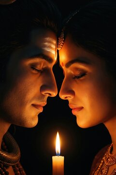 Romantic Shiv Parvati Wallpaper &ndash; Eternal Divine Flame