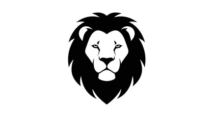 Majestic Lion Head Silhouette, Black and White, Isolated on White Background © raka