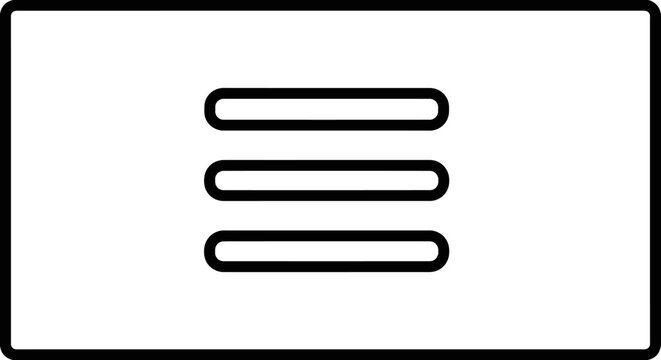 Hamburger Menu Icon, Three Horizontal Lines, Simple Interface Symbol on White Background
