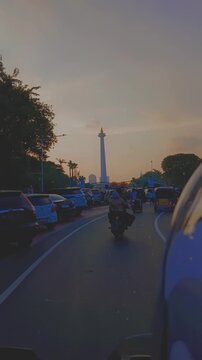 National Monument (Monas) view in Jakarta city, Indonesia.