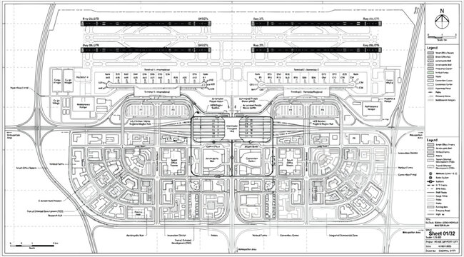 Large scale airport terminal and runway master plan