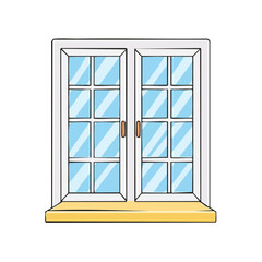 Obraz premium Classic French Doors with Paned Glass and Bright Exterior View Illustration
