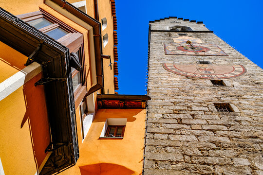 historic buildings at the old town of sterzing - vipiteno in italy
