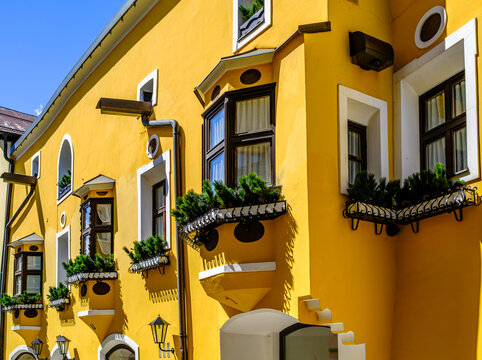 historic buildings at the old town of sterzing - vipiteno in italy