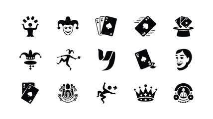 Black and white vector graphics of various casino and magic symbols © logodesign11