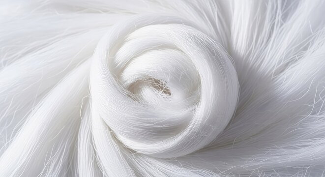 Intricate white cotton fibers flow like liquid silk, forming ethereal abstract patterns with soft lighting and delicate textural details, light, abstract, fluid