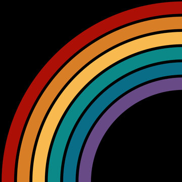 Retro Boho Regenbogen Ecke auf sxchwarzem Hintergrund