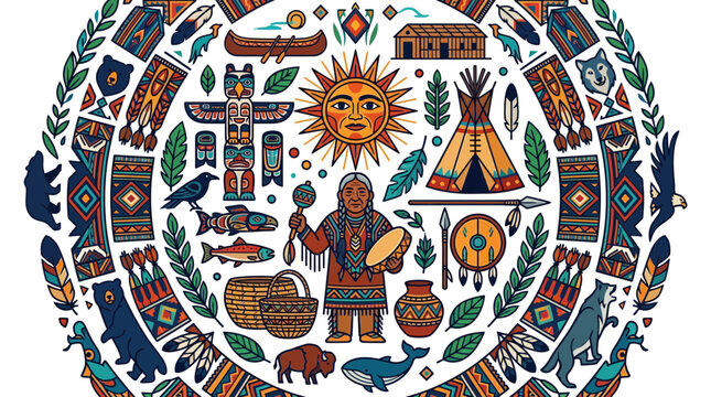 Native American Culture and Heritage Mandala Illustration.