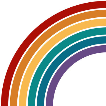 Boho Regenbogen Rahmen Ecke auf wei&szlig;em Hintergrund 