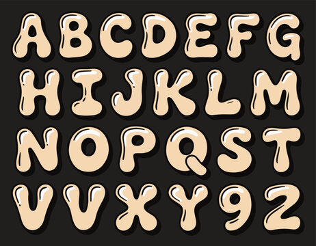 Glossy Bubble Alphabet Vector, Retro Y2K Cute Balloon Font Set