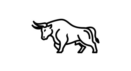 Fototapeta premium Minimalist line art illustration of a powerful bull, isolated on white background.