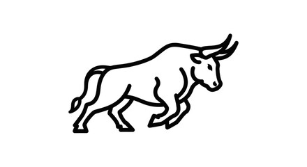 Fototapeta premium Minimalist Line Art Bull Charging Forward, Powerful Animal Silhouette, Strength Symbol