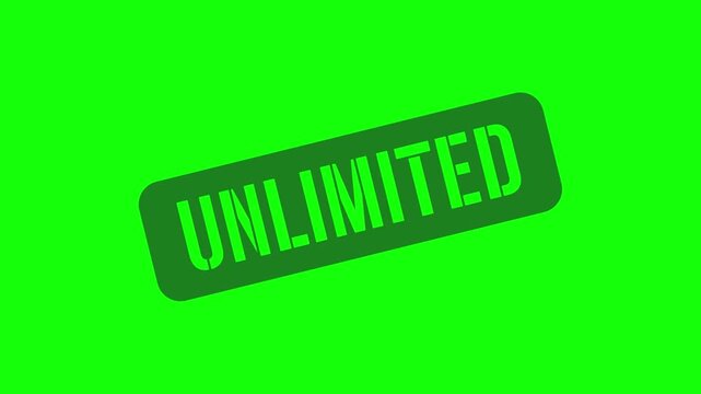 Set of animated unlimited stamps isolated on a green screen for video production overlays
