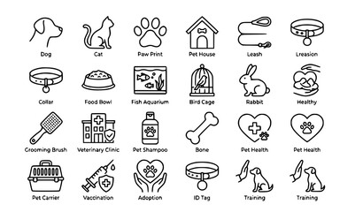 Modern Pet Line Icon Set Editable Stroke Pixel Perfect Vector Illustration © Rashel12