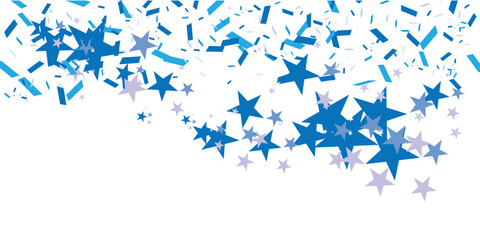 Fototapeta premium Blue confetti and stars celebration background vector illustration