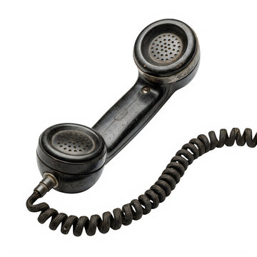 Vintage telephone on coiled cord isolated on transparent background