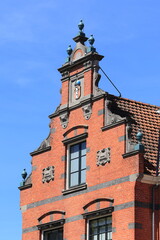 Hobbemakade Red Brick Stepped Gable with Sculpted Decoration in Amsterdam, Netherlands © Monica