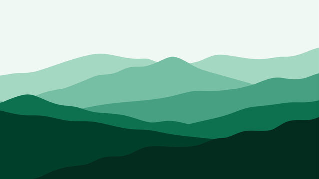 Green mountain landscape layers illustration Vector