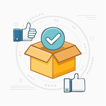 Delivery Confirmation with Thumbs Up and Checkmark Icon