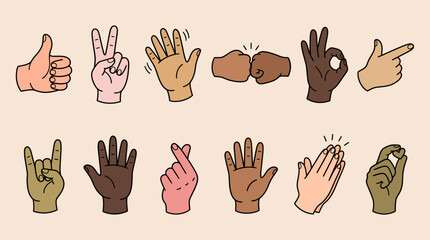 Fototapeta premium Diverse hand gestures and signs