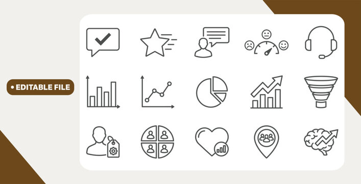 Feedback and analytics icons showing user metrics and charts