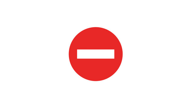 Red Stop Sign Circle with White Bar - No Entry Symbol