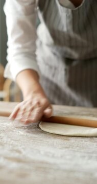 Kneading dough at the kitchen table