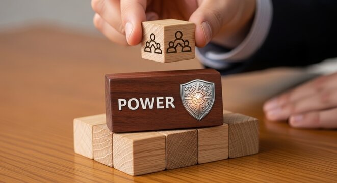 Football team power badge with strength and unity icons
