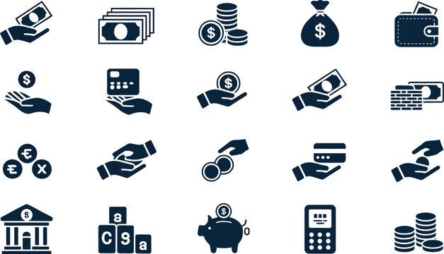Flat icons set of various payment methods Vector