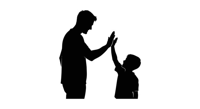 Father's Day Father and child high five, silhouette family gesture, black icon, vector illustration isolated on White Background vector