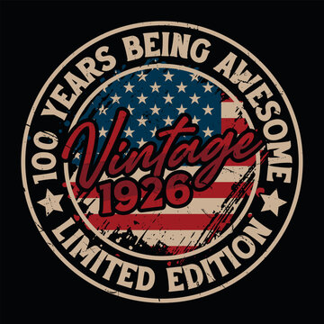Vintage 1926 Limited Edition Birthday T-shirt Design