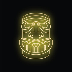 Glowing tiki mask vector illustration representing island culture and tropical themes © anatolir