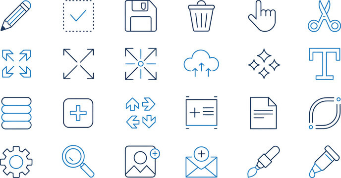 Set of flat icons for document and file management Vector