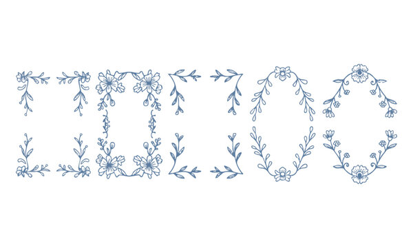 Vintage floral ornamental border frame vector illustration pack.