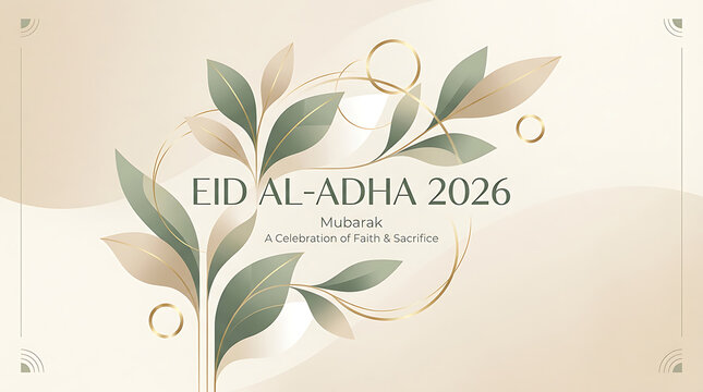 Elegant eid al-adha 2026 greeting card with floral design greeting celebration