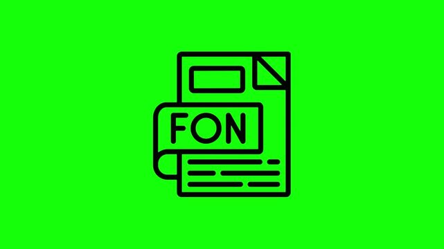 Fon file format icon animation set for document and data management on green screen.
