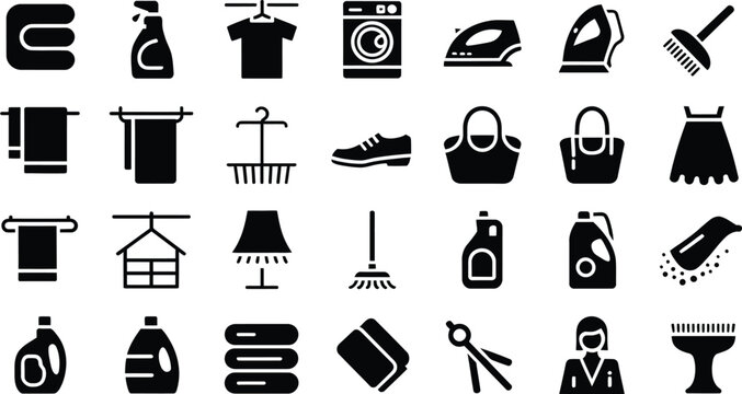 Flat icons set for laundry and cleaning tasks Vector
