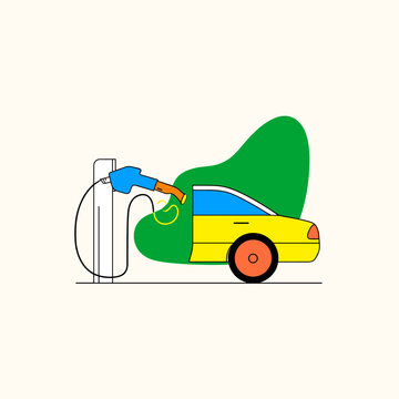Futuristic Hydrogen Refueling Nozzle Connecting to Electric Vehicle